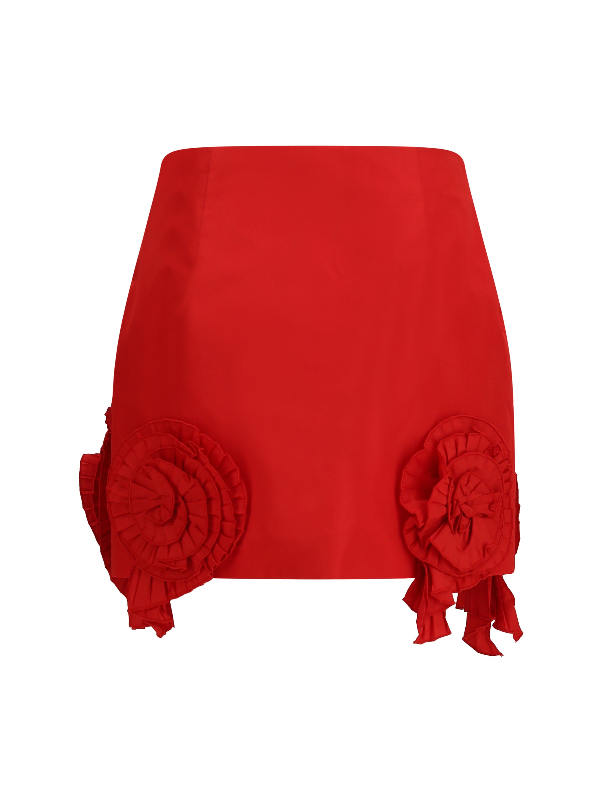 crepe mini skirt with floral appliqué