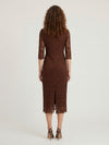 brown lace midi sheath dress