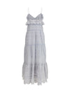 paule long ruffled dress