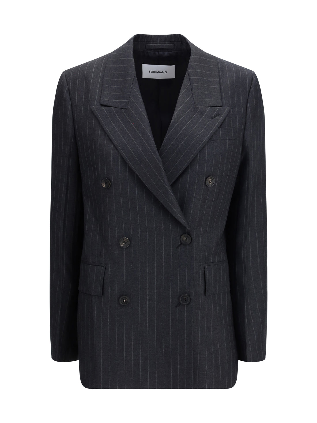 FERRAGAMO 42 double-breasted pinstripe blazer