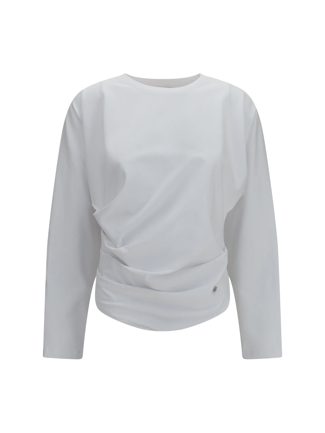 GANNI M asymmetric draped stretch cotton top