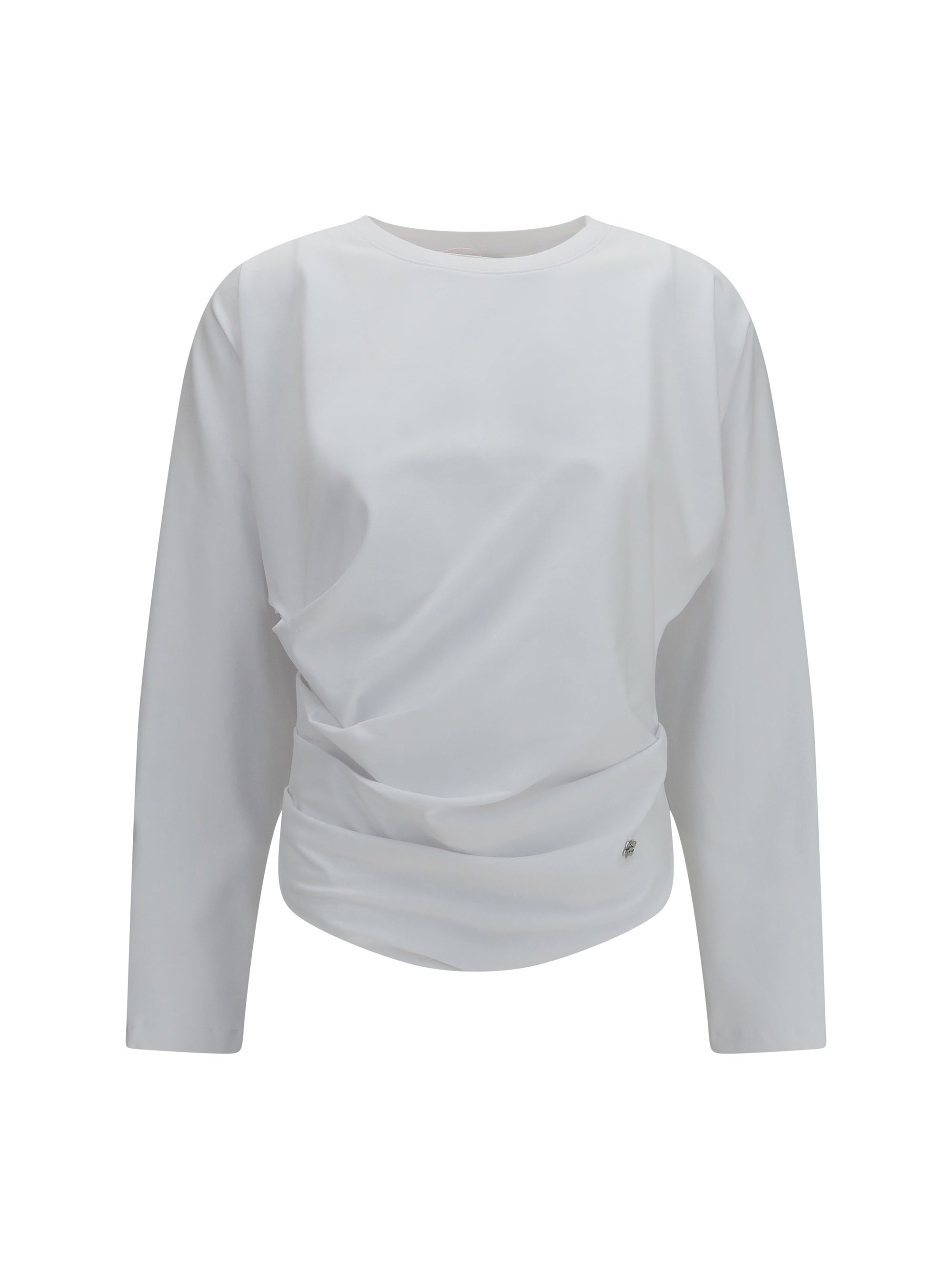 asymmetric draped stretch cotton top