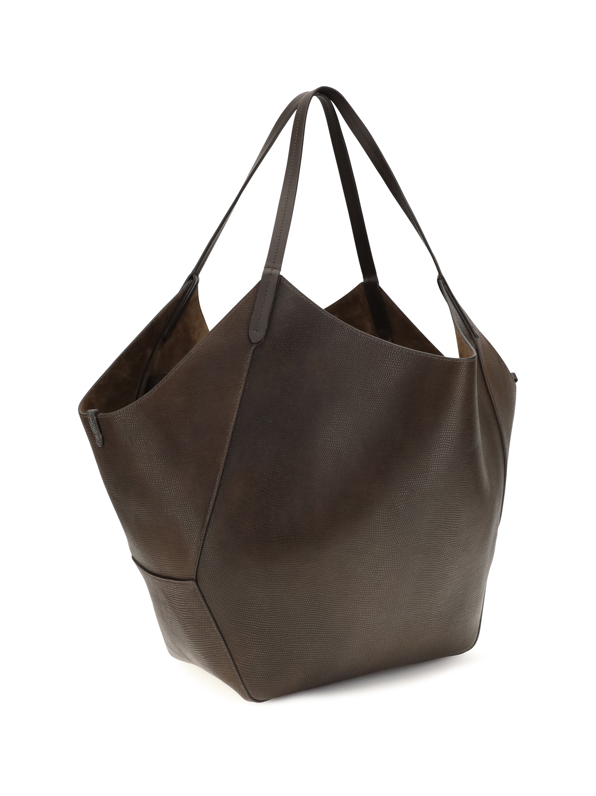 leather shopping bag with monili detail