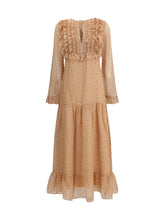 KRISTINA TI 42 silk long dress with rouches