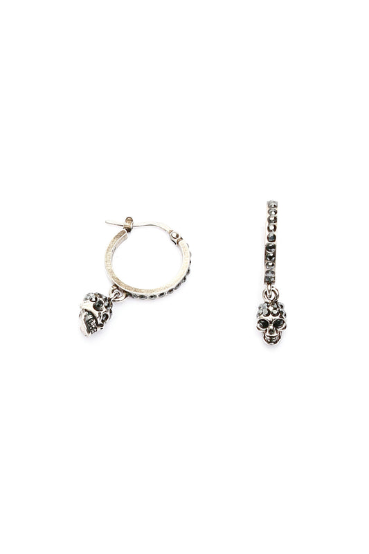 hoop earrings with skull pendant