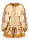 indra floral scarf chartreuse patterned cotton blend dress