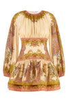 indra floral scarf chartreuse patterned cotton blend dress