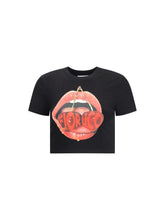 FIORUCCI M cherry mouth graphic crop t-shirt