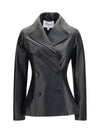 fitted leather caban coat