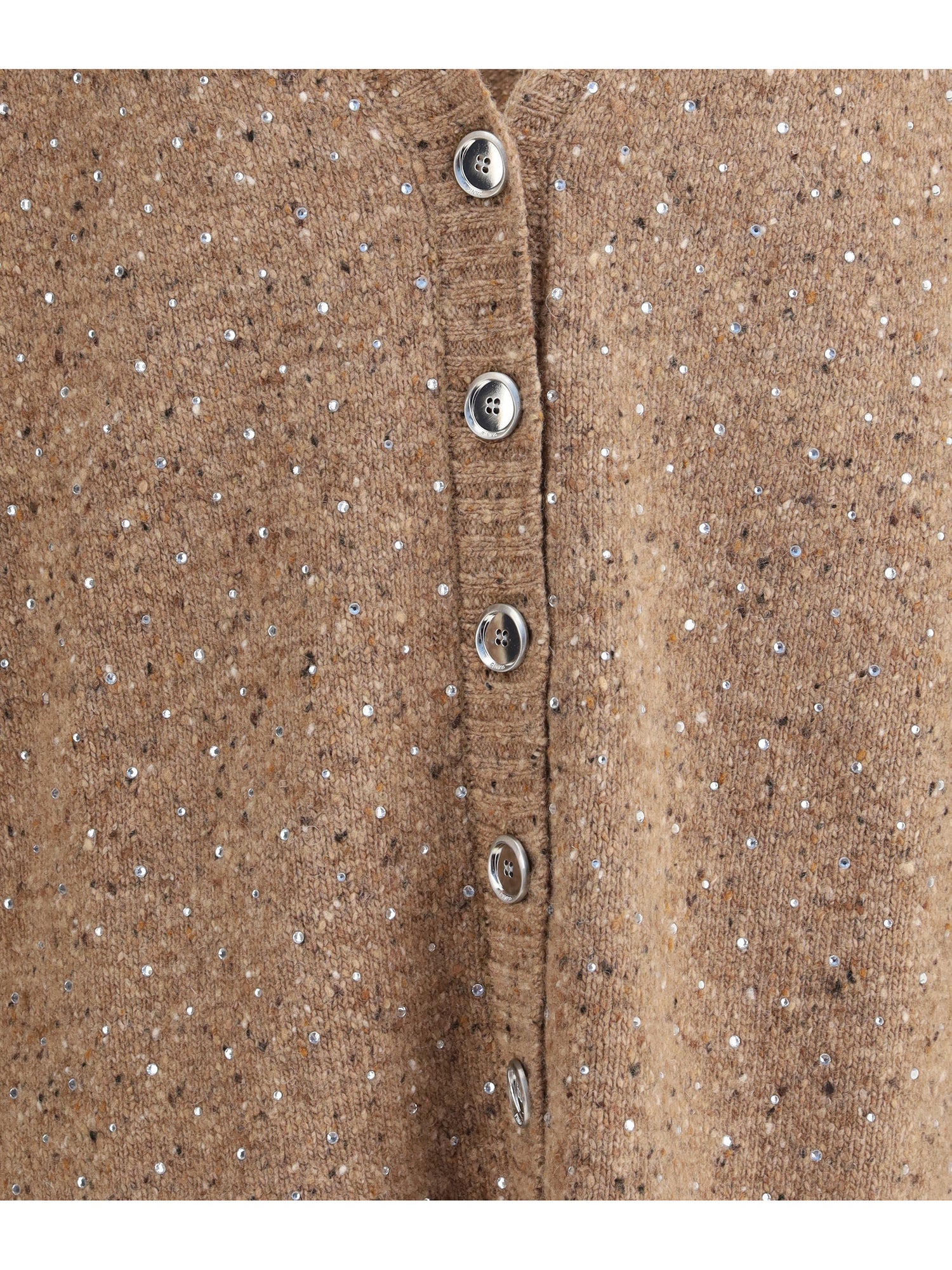 PINKO M bouclé fabric cardigan with rhinestones