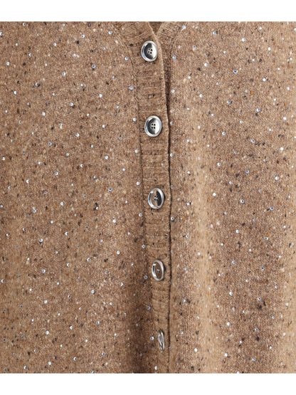 PINKO M bouclé fabric cardigan with rhinestones