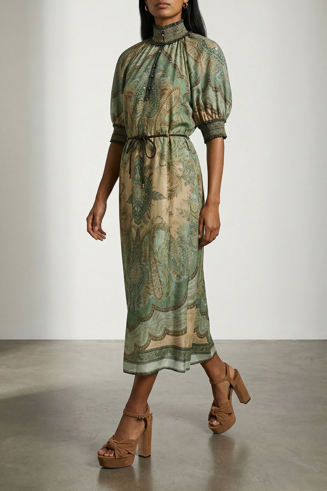 ZIMMERMANN 0 billow wanderlust long dress in tapestry-patterned silk habotai