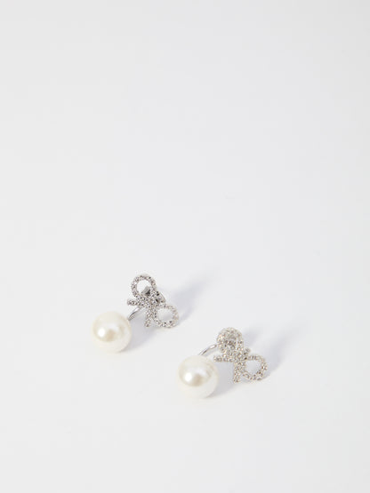 SELF PORTRAIT OS crystal bow pearl earrings