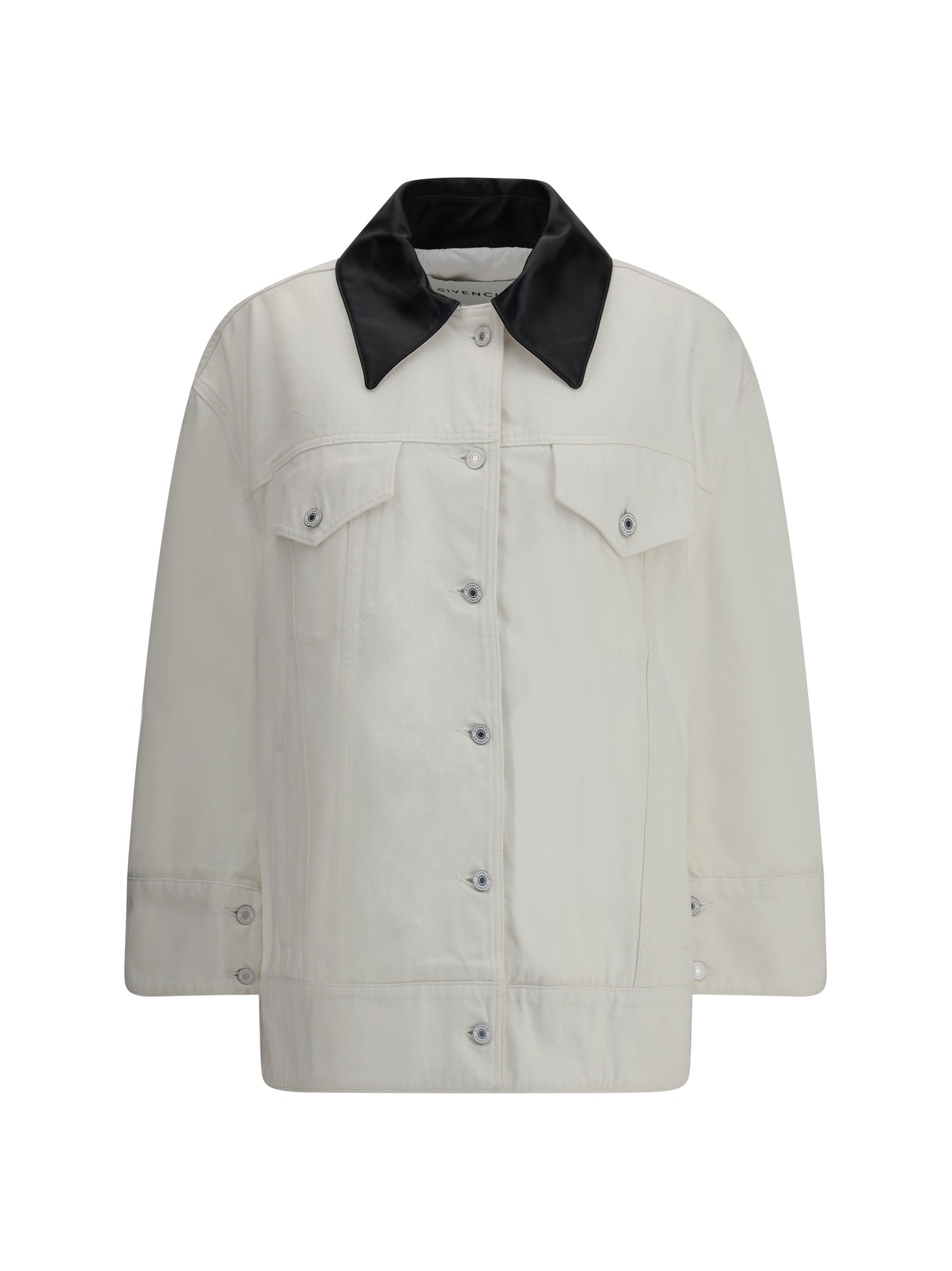 GIVENCHY 34 denim jacket with leather collar