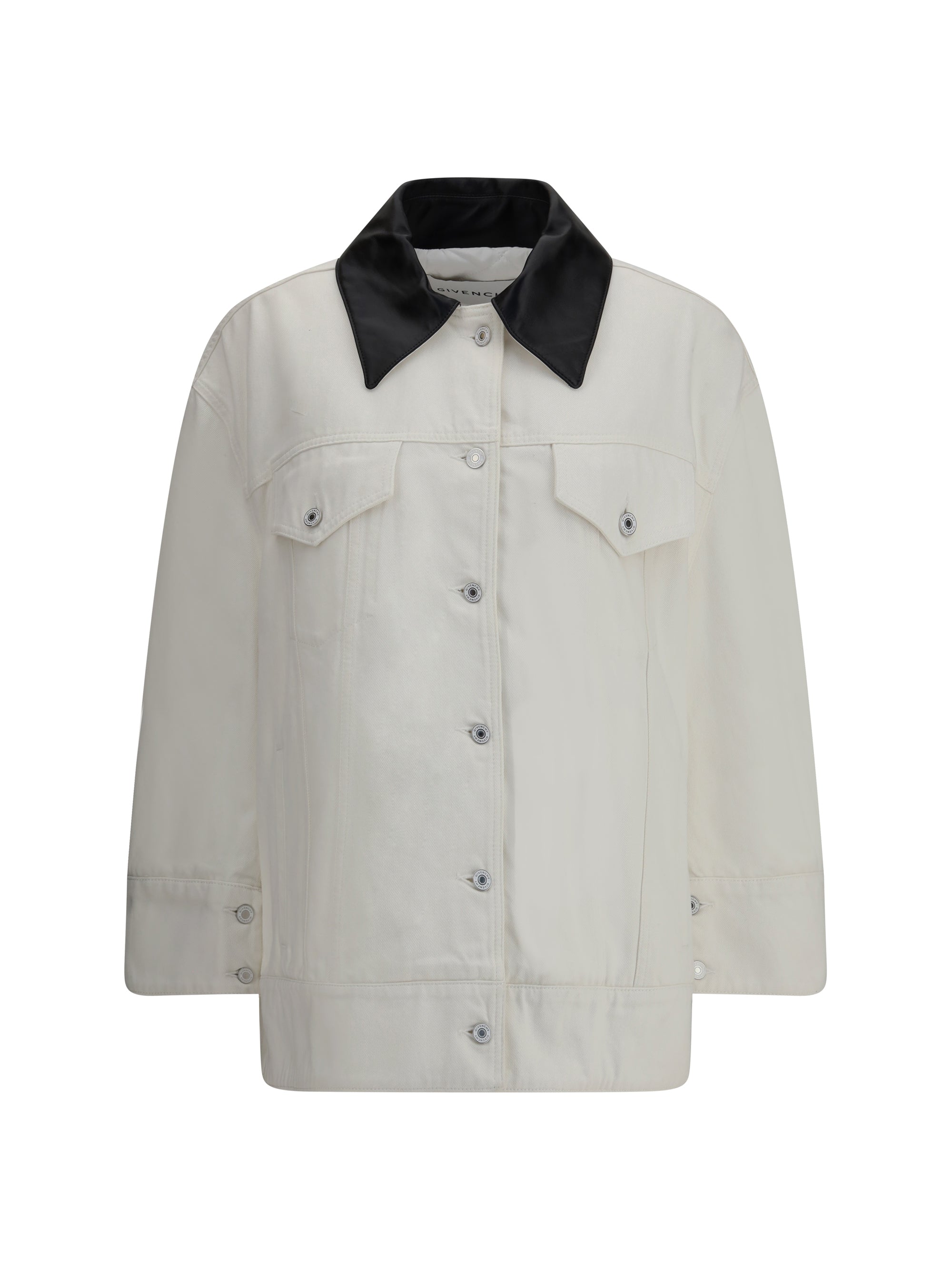 GIVENCHY 34 denim jacket with leather collar