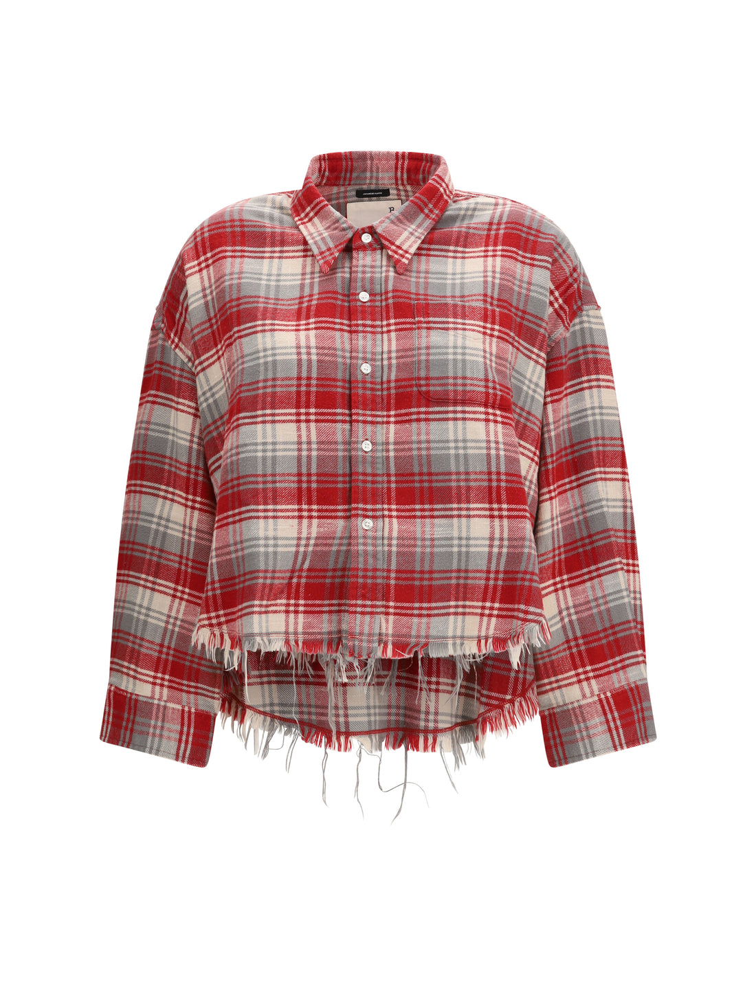 R13 M plaid shirt with frayed hem