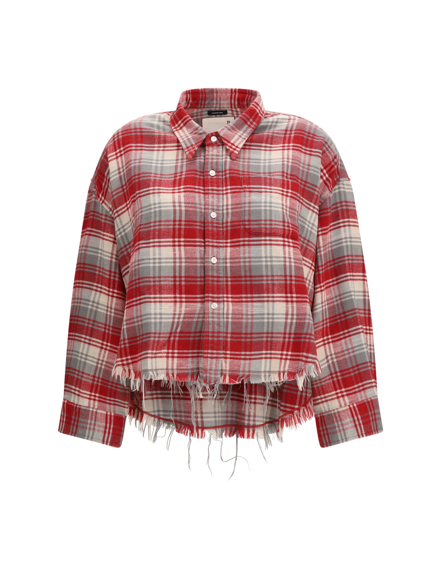 R13 M plaid shirt with frayed hem