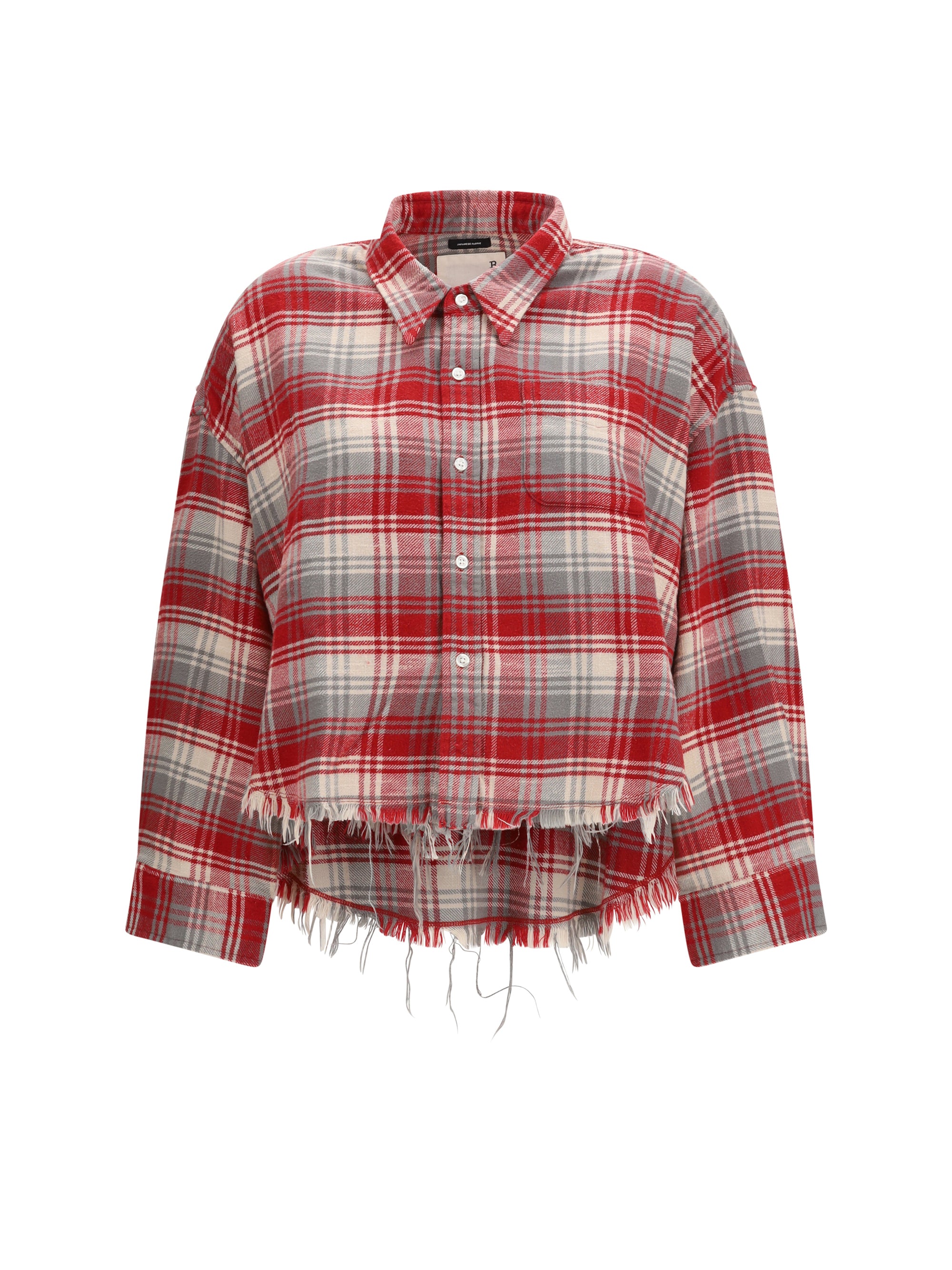 R13 M plaid shirt with frayed hem