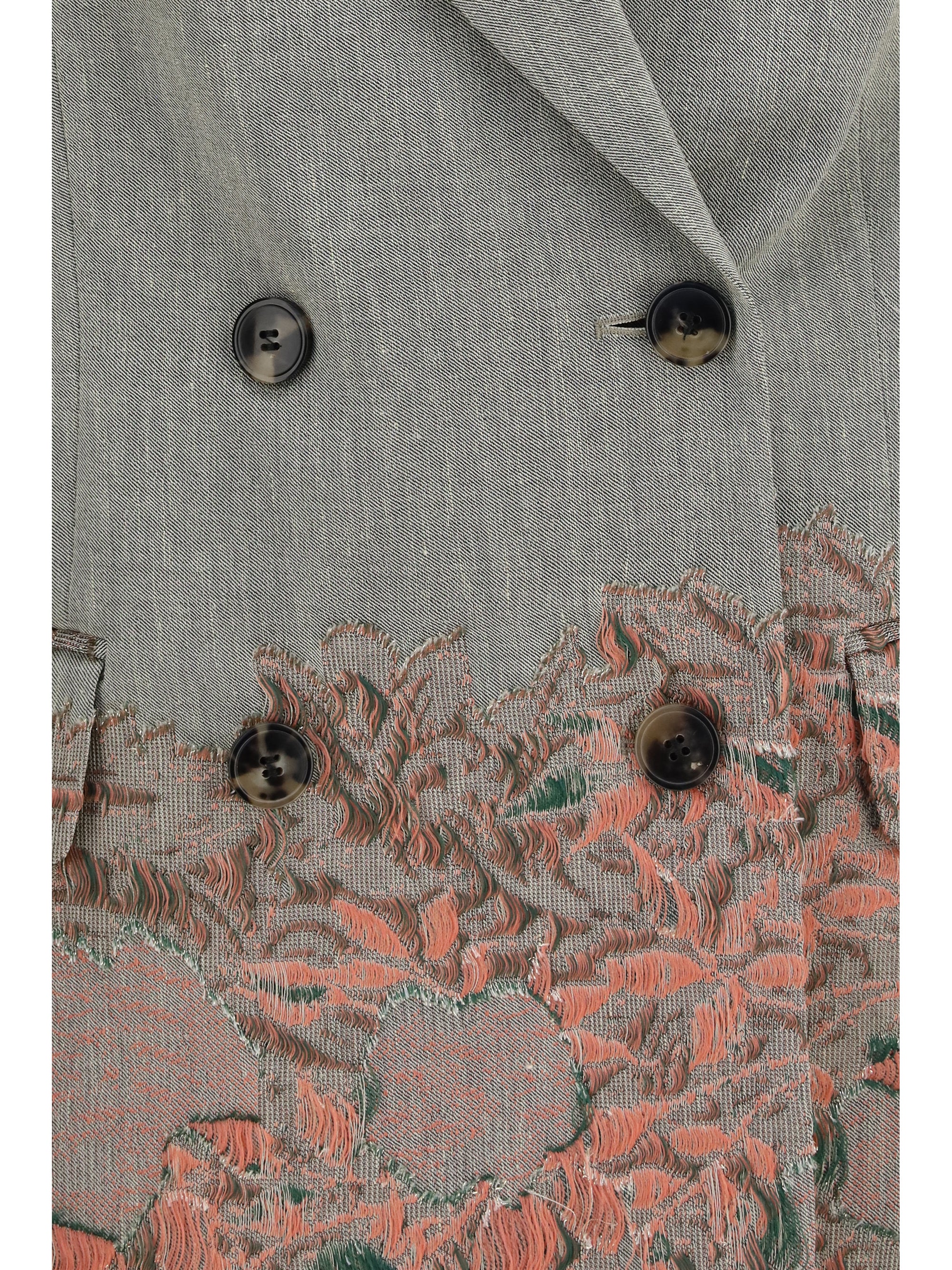 double-breasted linen and cotton-blend blazer with embroidery