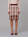 burgundy mesh midi skirt