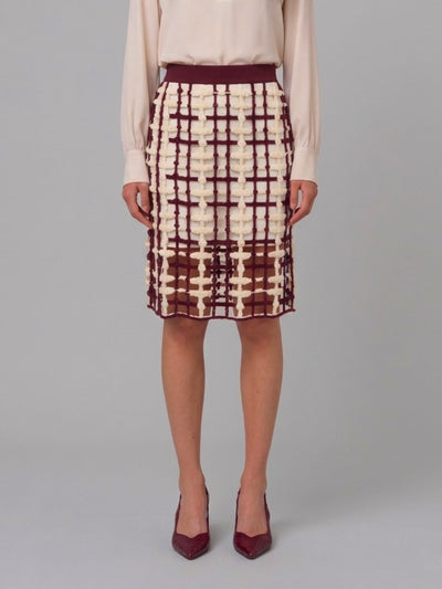 burgundy mesh midi skirt