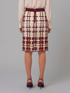 burgundy mesh midi skirt
