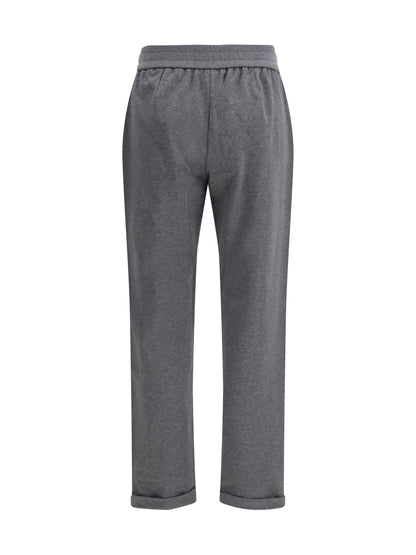 BRUNELLO CUCINELLI L track stretch-fleece trousers with monili detailing