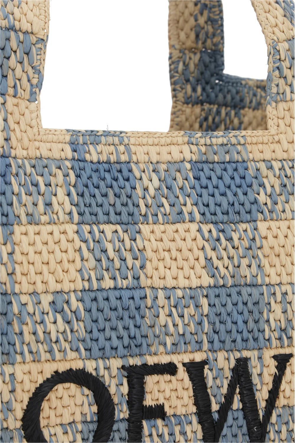 Font Medium Checked Raffia Tote