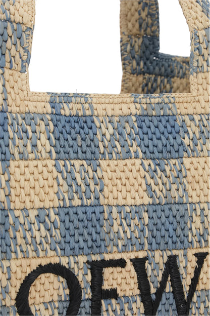 Font Medium Checked Raffia Tote