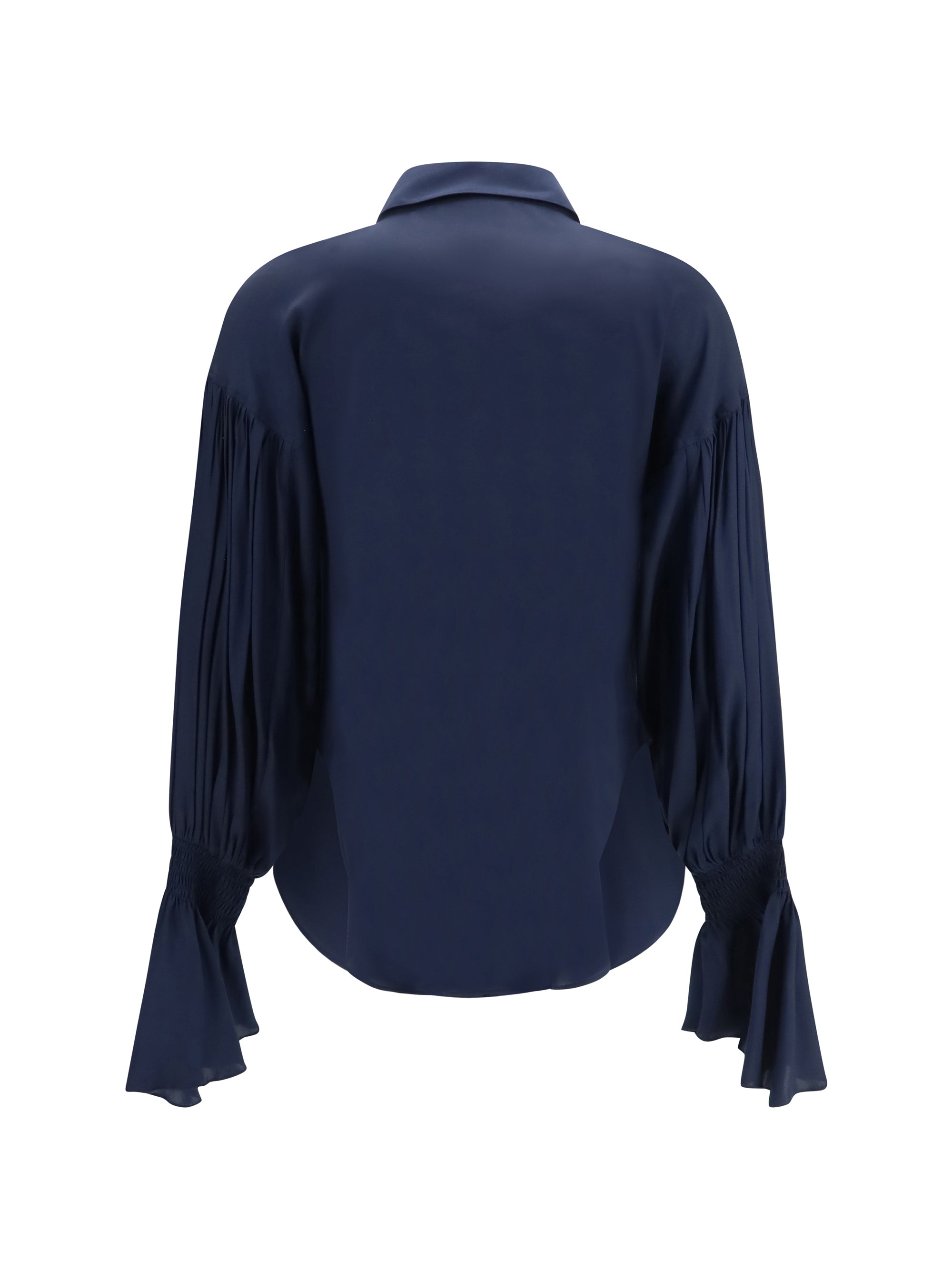 silk-blend shirt with bell sleeves