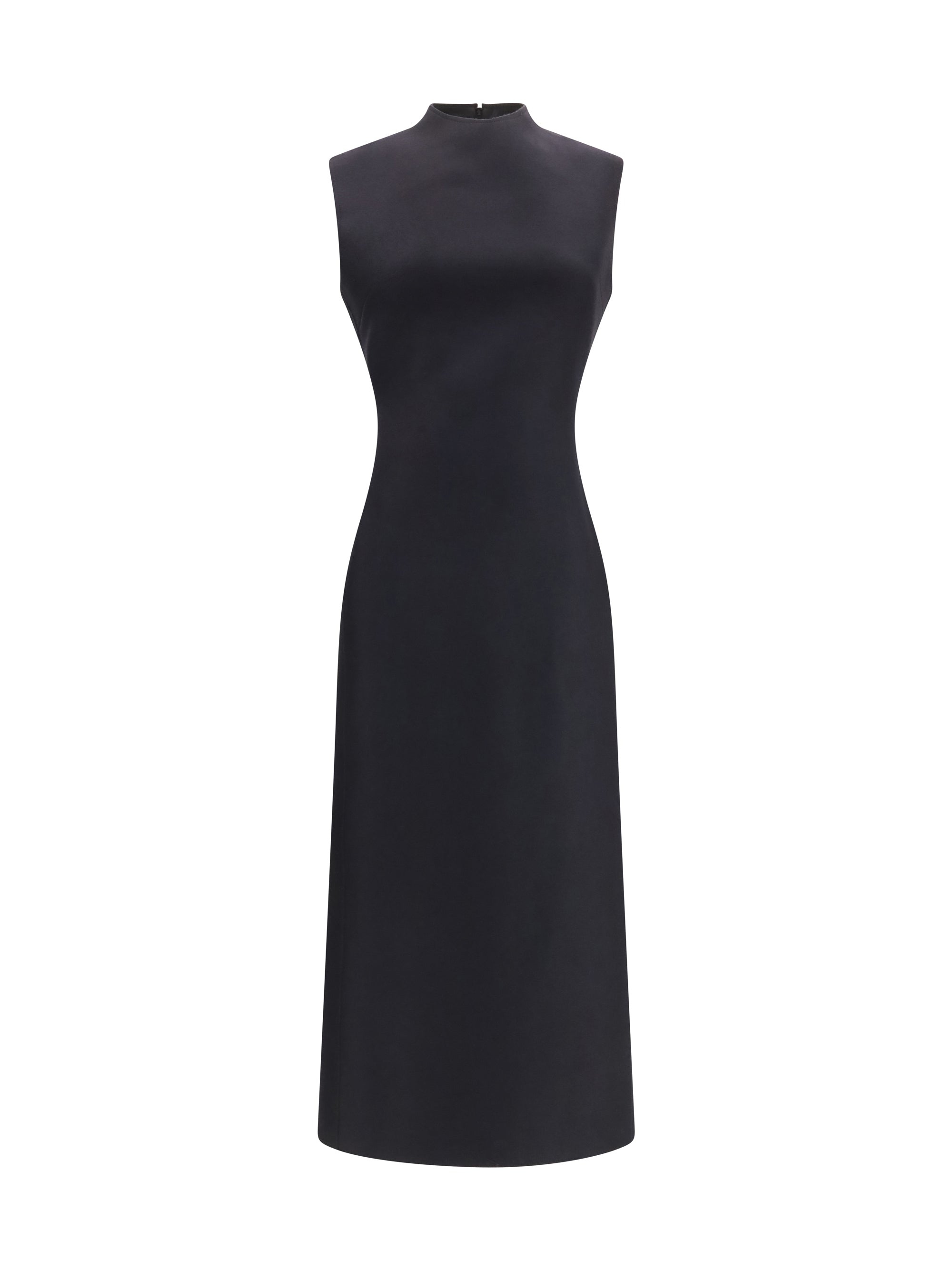 sleeveless virgin wool midi dress