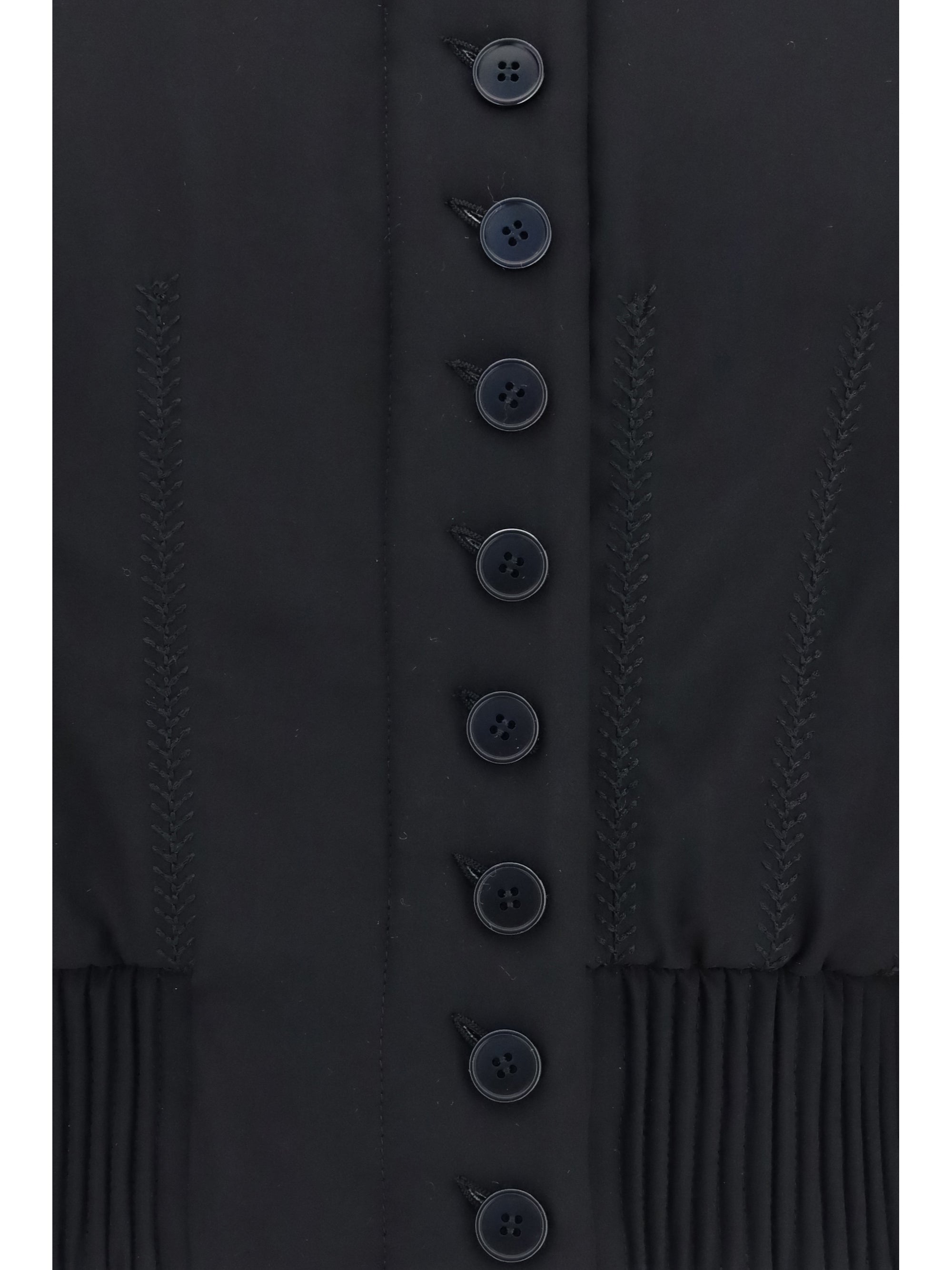 buttoned bomber jacket with visible stitching