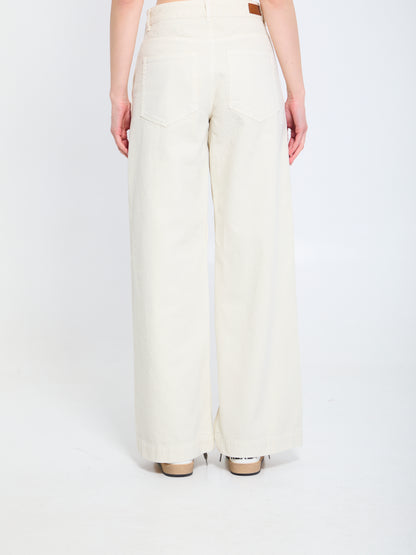 MONCLER 38 cotton pants with leather logo.