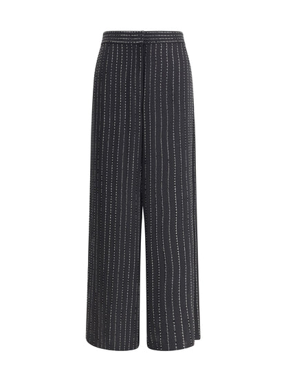 GIORGIO ARMANI 46 wide-leg silk pants with strass