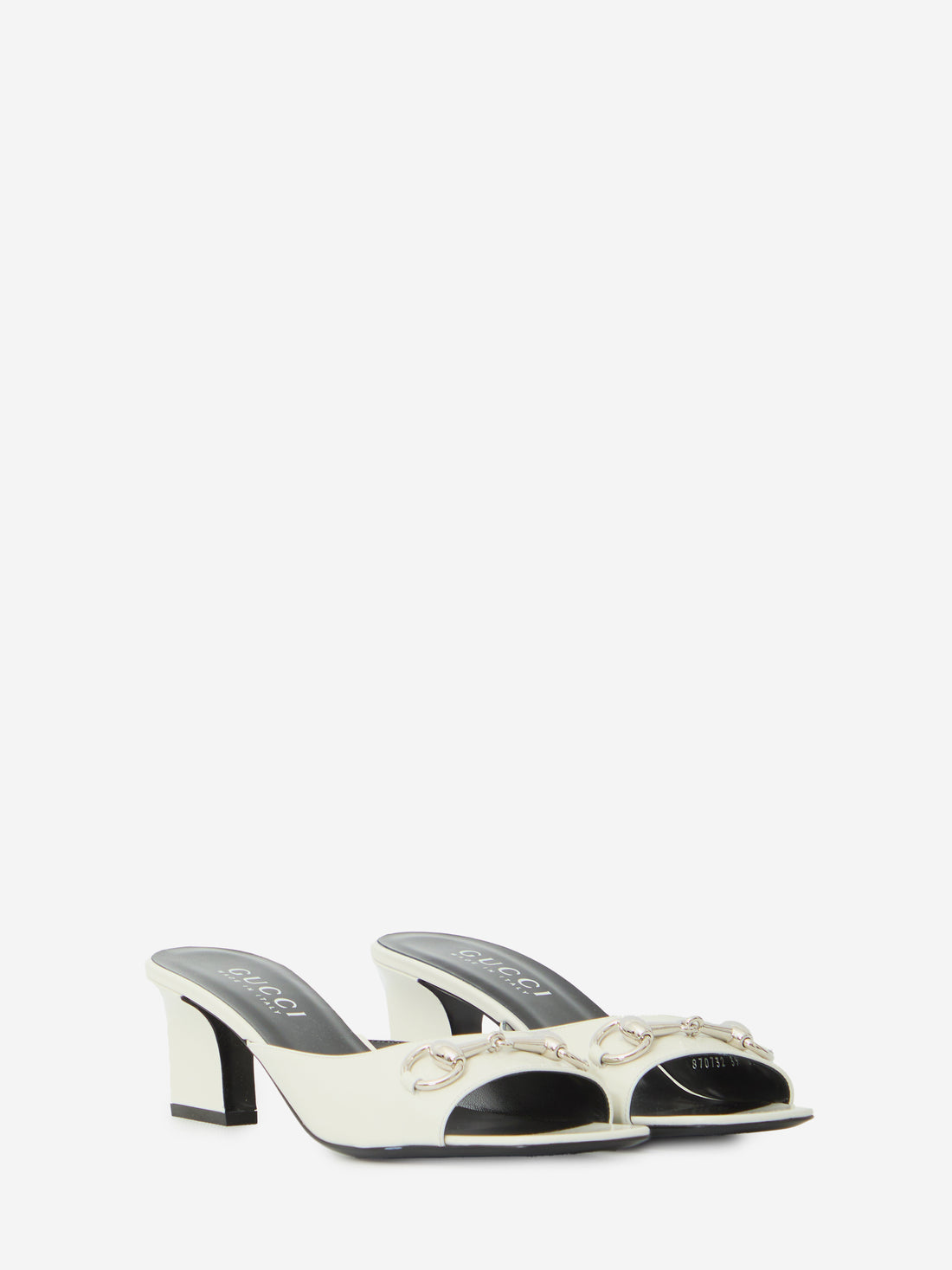 GUCCI 36½ white bamboo signora mules