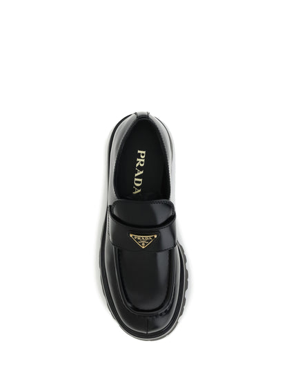 PRADA 38.5 leather monolith loafers