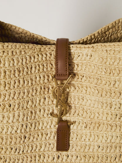 SAINT LAURENT OS le 5 à 7 raffia and leather bag
