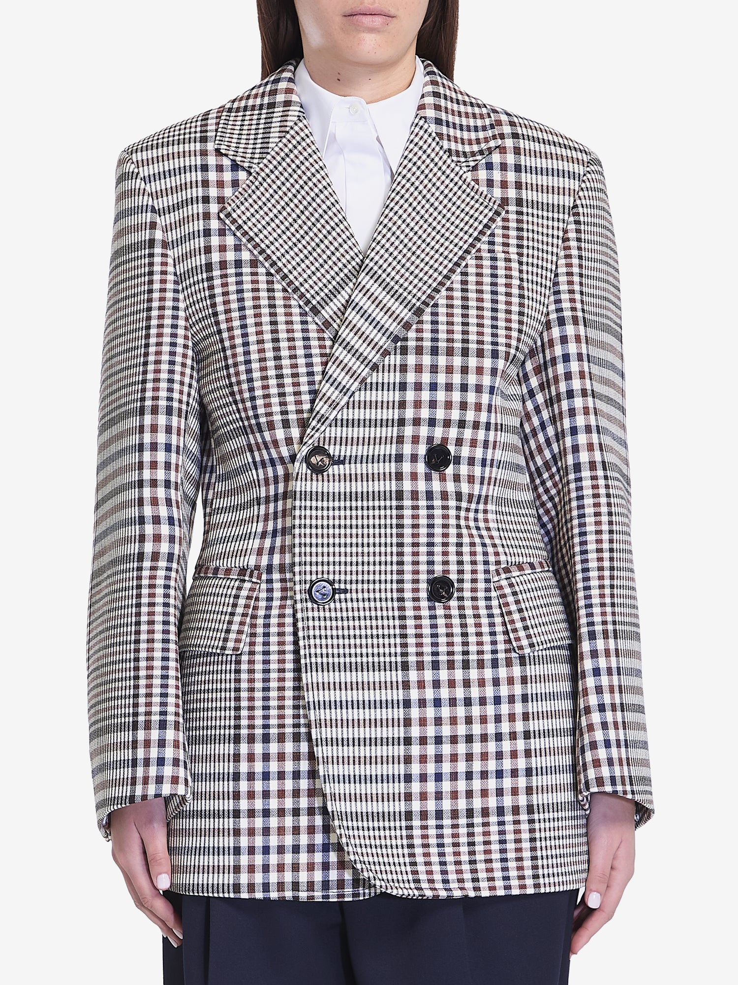 BOTTEGA VENETA 38 double-breasted check blazer