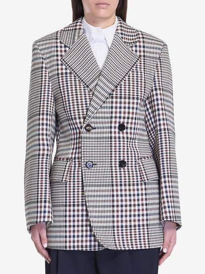 BOTTEGA VENETA 38 double-breasted check blazer