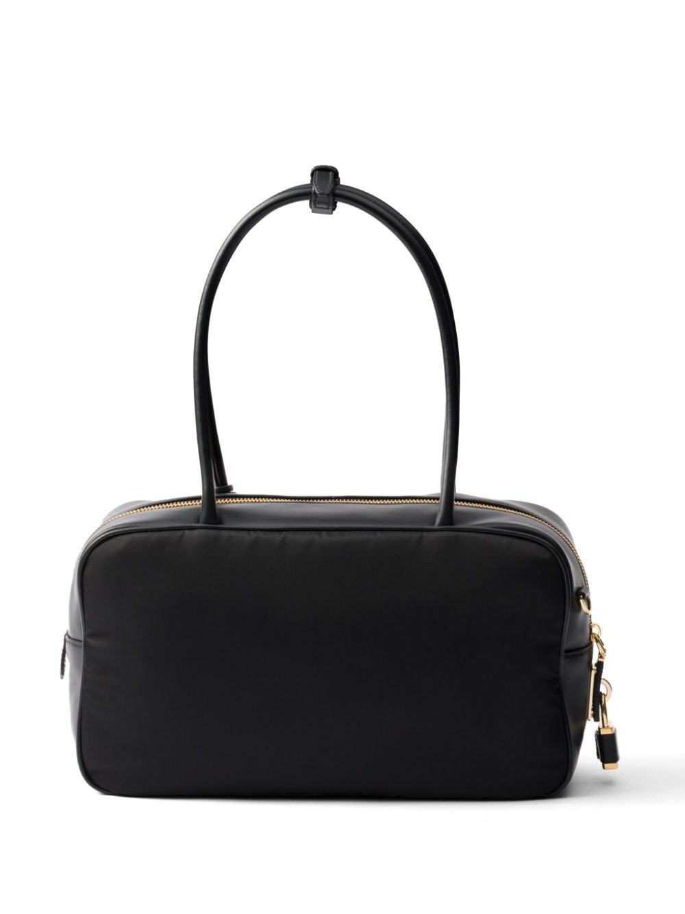 re-nylon and leather medium top-handle bag