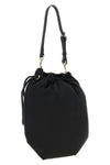 drawstring pouch handbag in moiré fabric