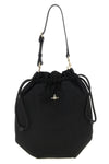 drawstring pouch handbag in moiré fabric