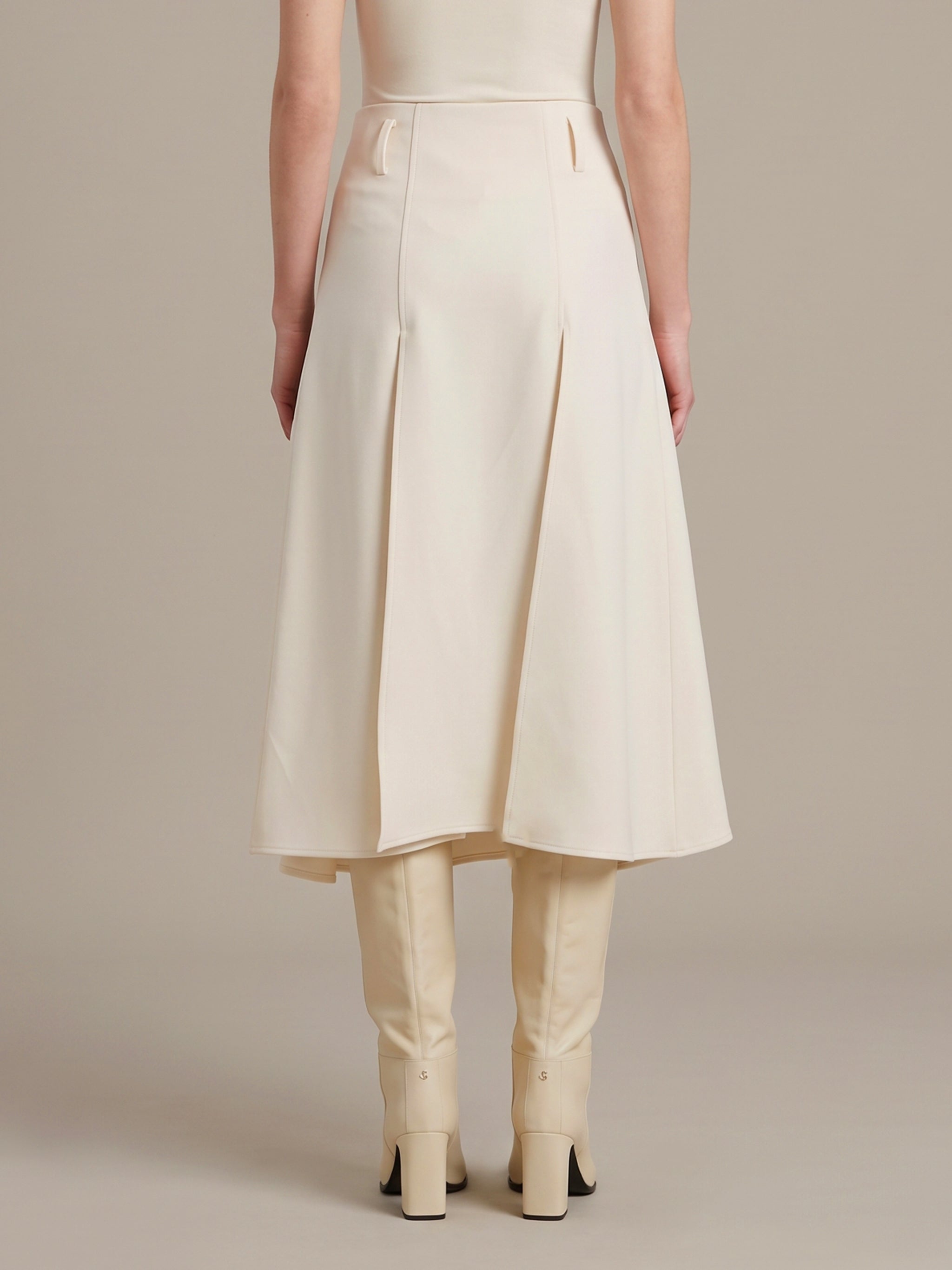 midi panel skirt in double crepe