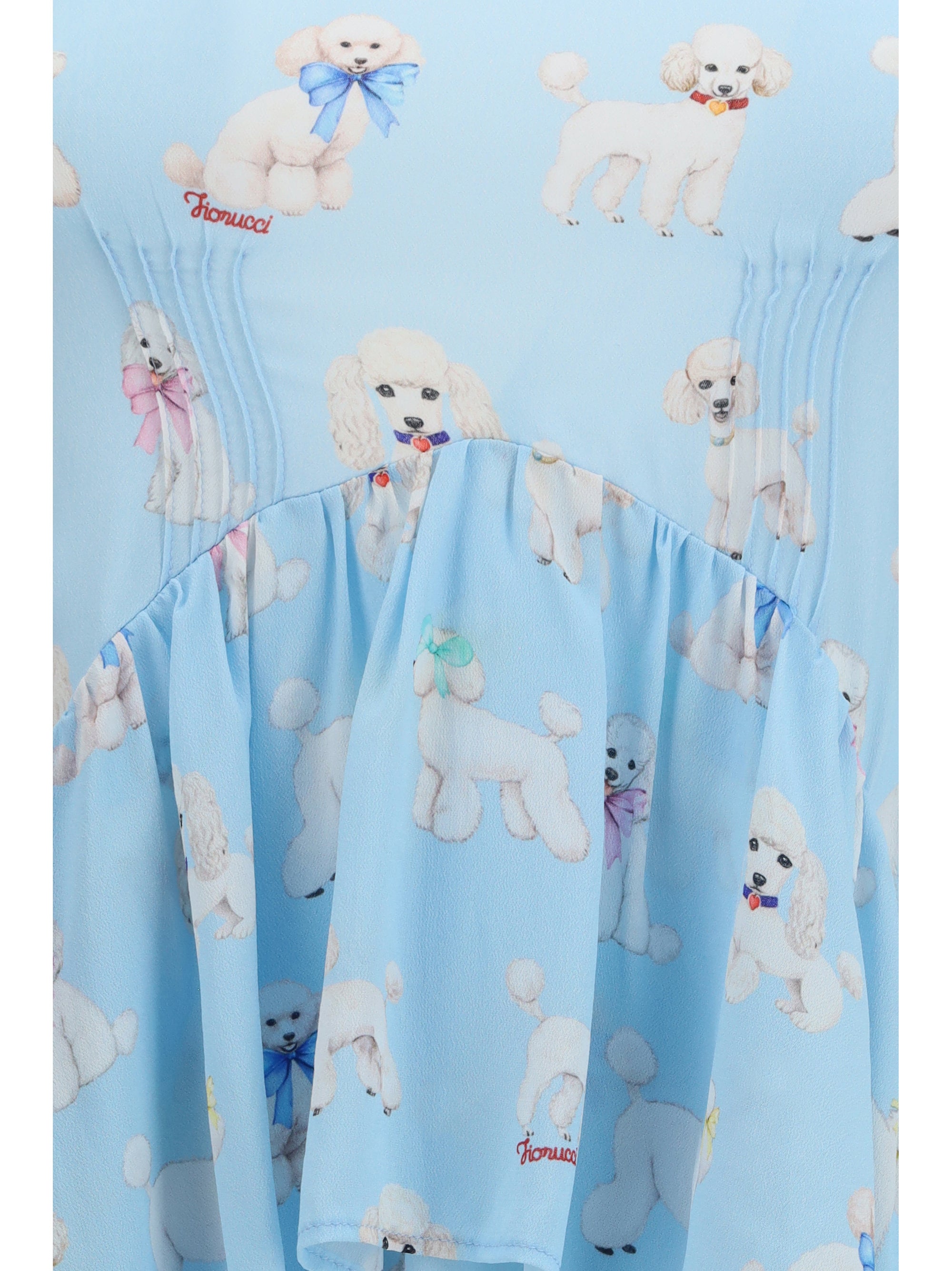 poodle-print tiered long dress