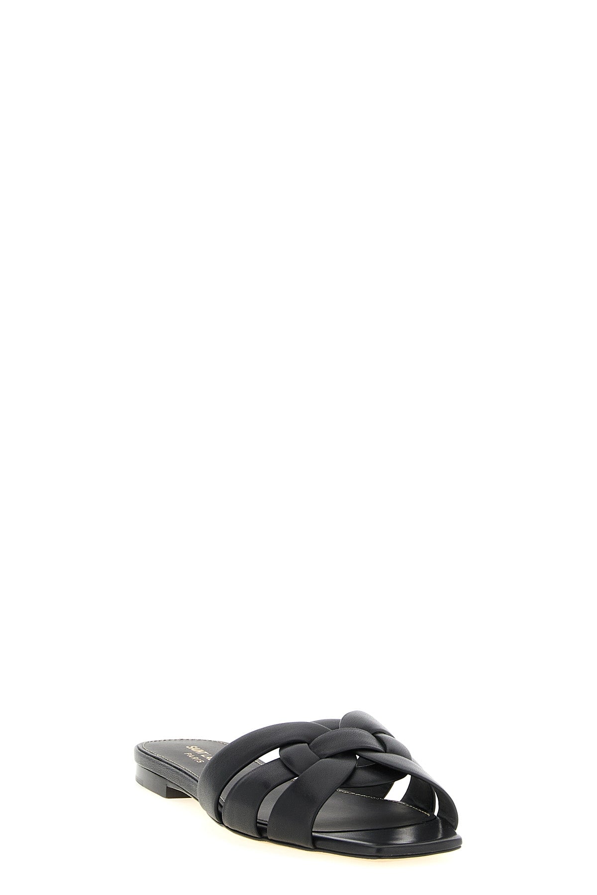 saint laurent tribute nu pieds black sandals in cuir leather