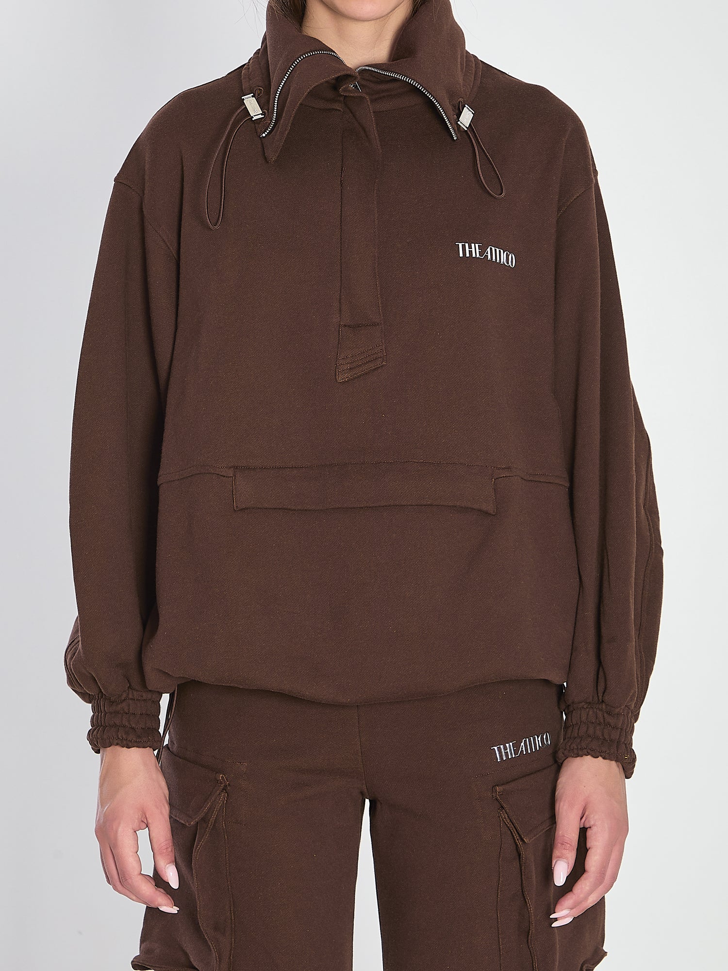 THE ATTICO 38 brown anorak sweatshirt