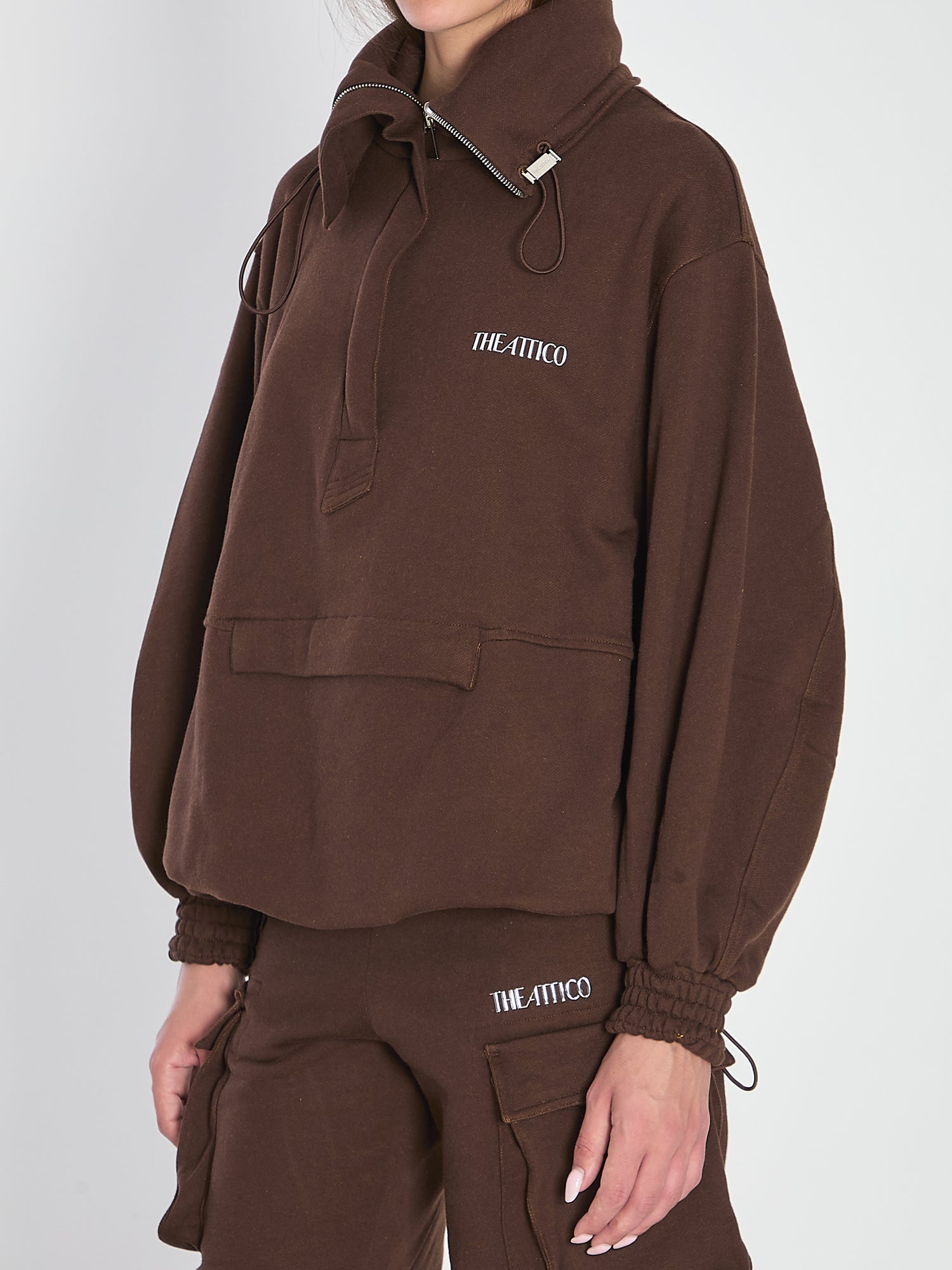 THE ATTICO 38 brown anorak sweatshirt