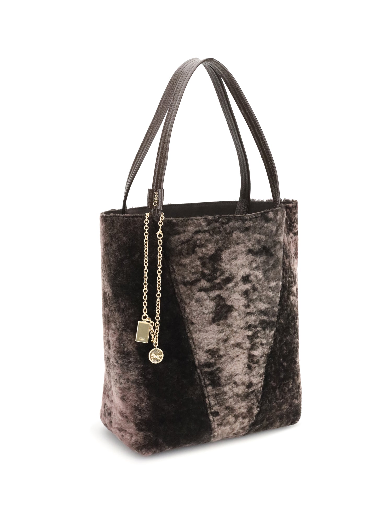 CHLOÉ OS spin shearling tote bag 