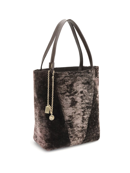 CHLOÉ OS spin shearling tote bag 