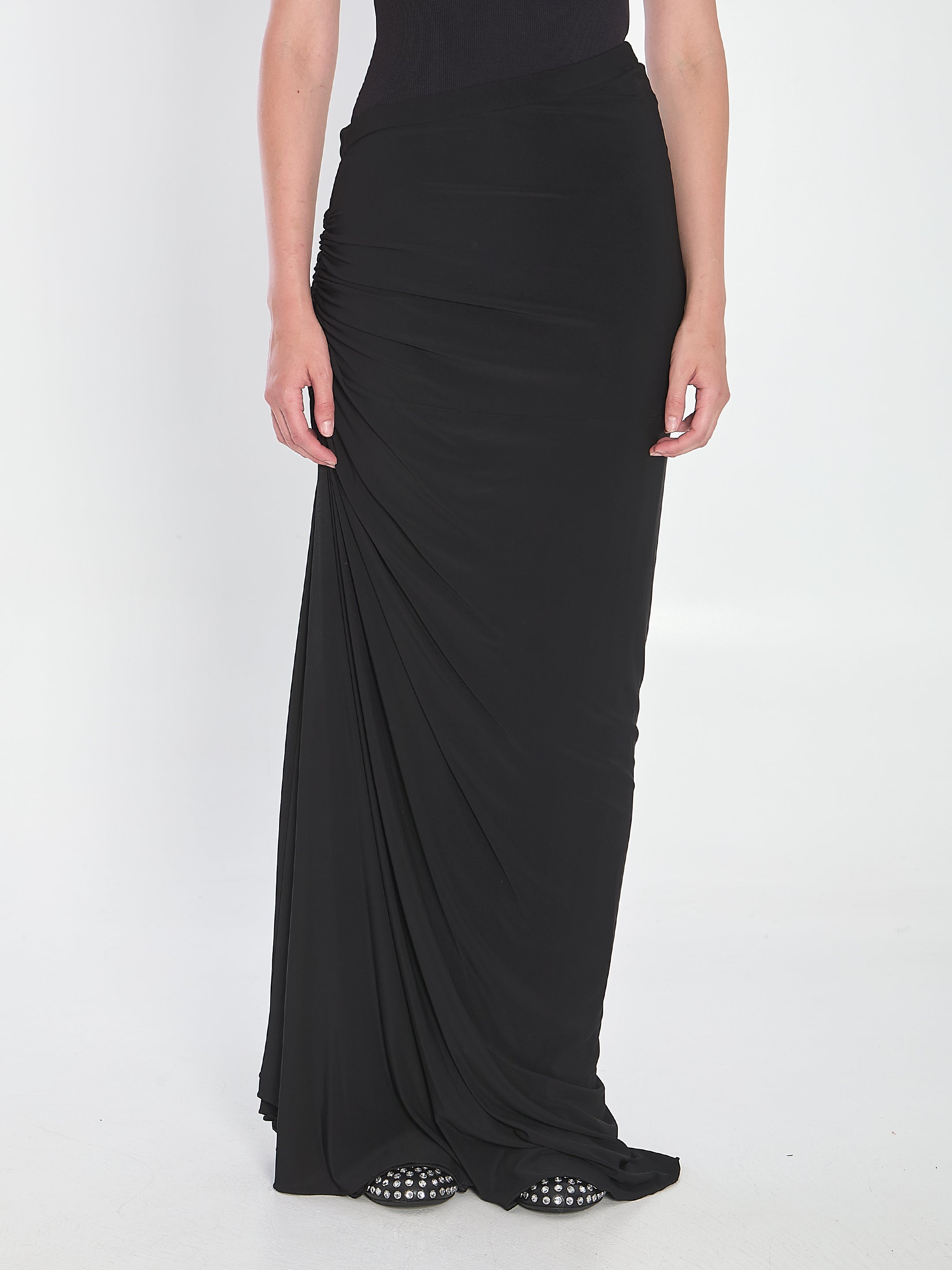 ALAIA 36 long draped jersey dress